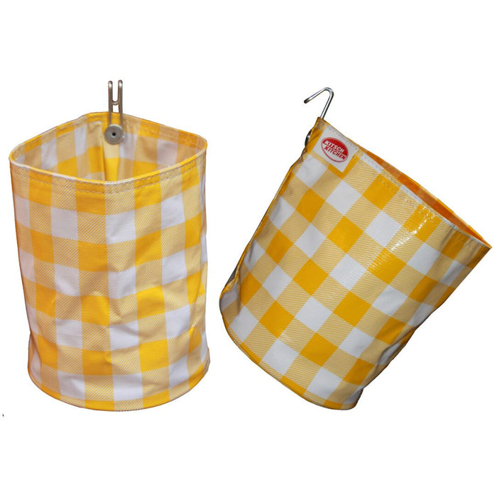 Yellow and White Large Check Organizing Vinyl Pouch