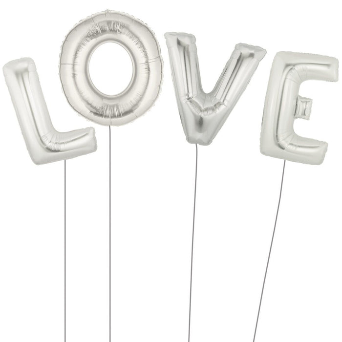 LOVE Huge Silver Foil Balloons