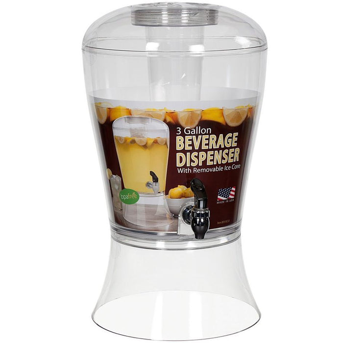 Beverage Plastic Dispenser with Removable Ice Core
