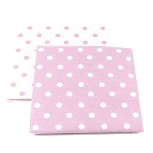 Reversible Pink and White Polka Dot Paper Napkins - 2 Packets