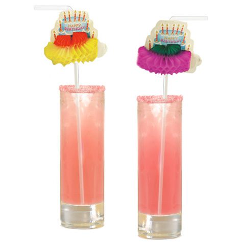 Happy Birthday Cake White Straws