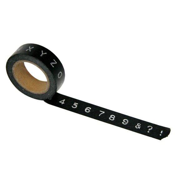 Alphabet and Number Black Label Washi Tape