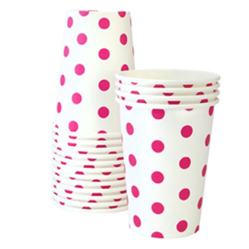 Pop Pink and White Polka Dot Paper Cups