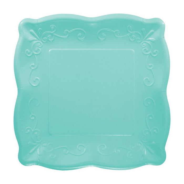 Teal Blue Pottery Dessert Paper Plates