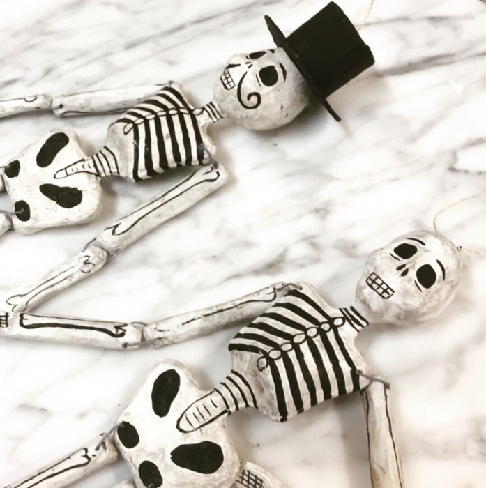 Mr. and Mrs. Recycled Paper  Skeleton Ornaments