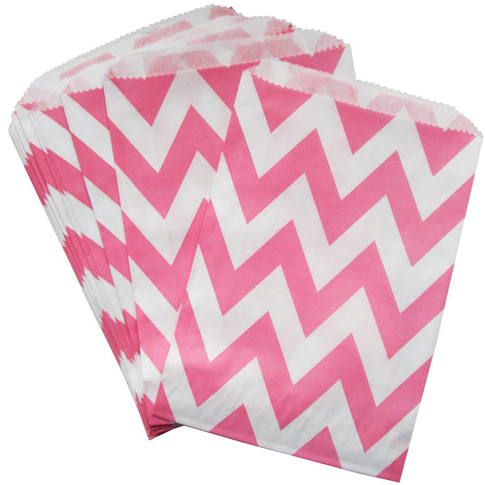 Bubble Gum Pink Chevron Favor Bags Set of 24