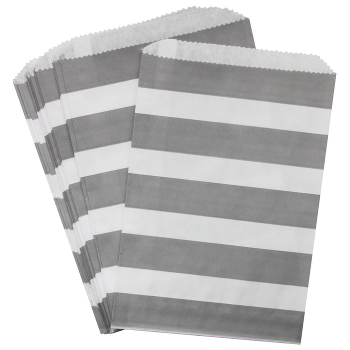 Grey Stripe Favor Bags Set of 24