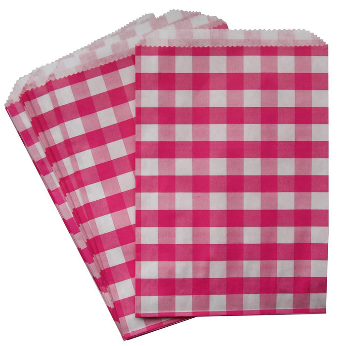 Pink Gingham Favor Bags Set of 24