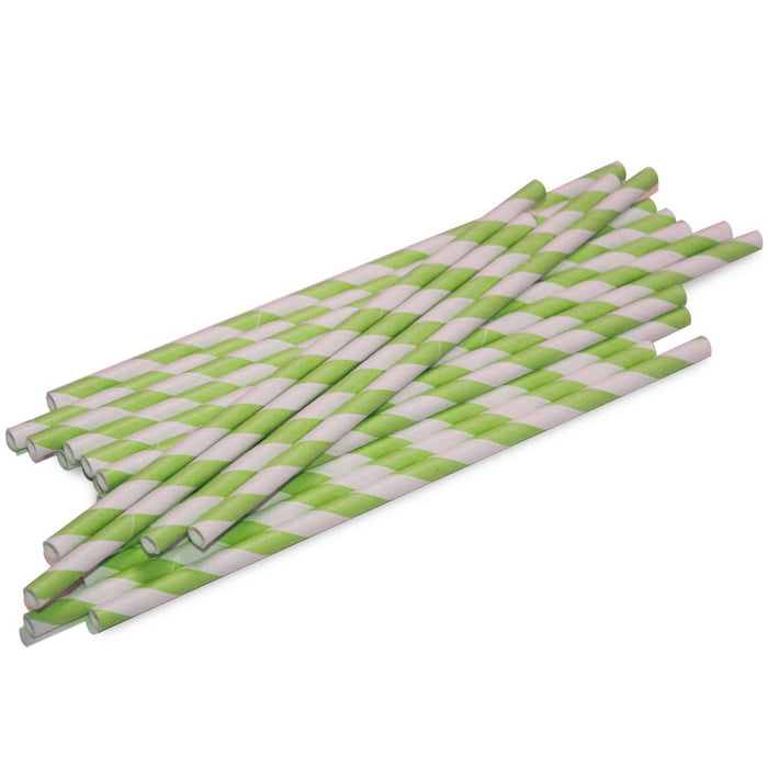 Mint and White Barber Striped Paper Straws Set of 23