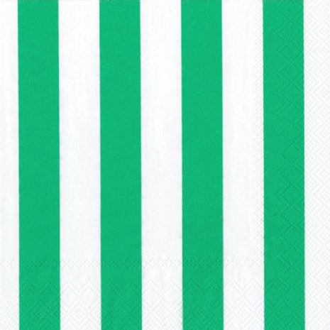Green and White Wide Stripes Luncheon Napkins – 2 Packets