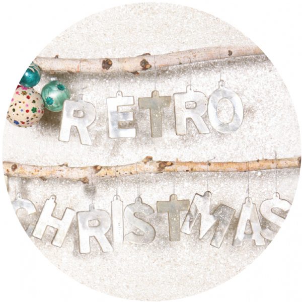 RETRO CHRISTMAS Metal Mirror Ornament Set of 14
