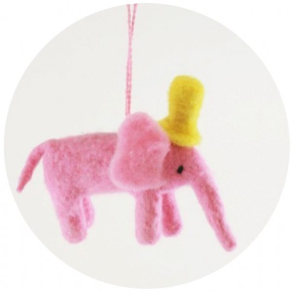 Pink Elephant Felt Ornament