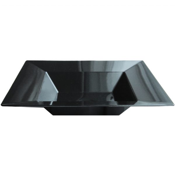 Square Plastic Black Soup Bowls