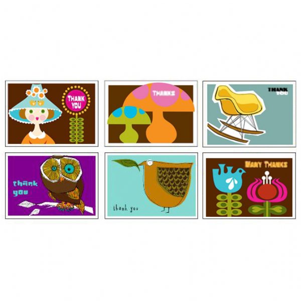 Retro Thank You Cards Set of 6