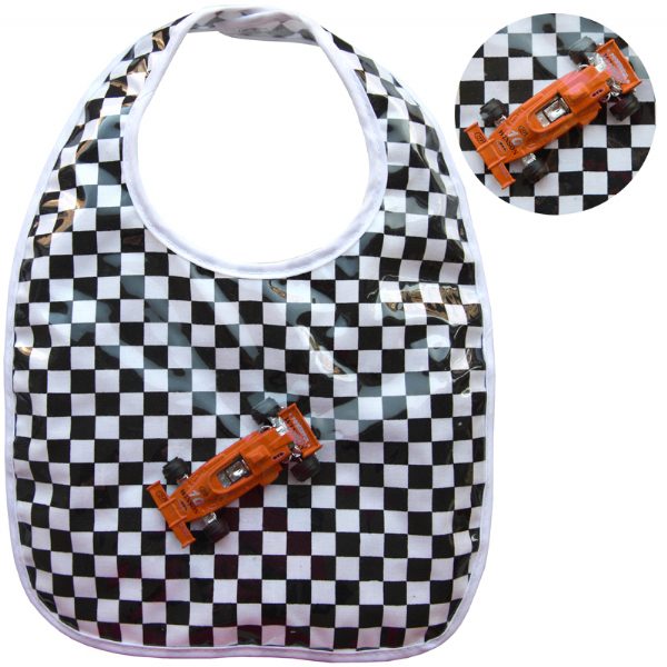Wipe Clean Race Car Vinyl Bib