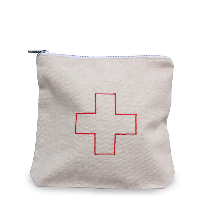 Red First Aid-Canvas Small Zippered Pouch