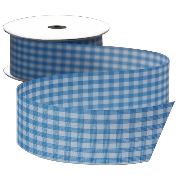 Blue and White Gingham Ribbon 8 Yards