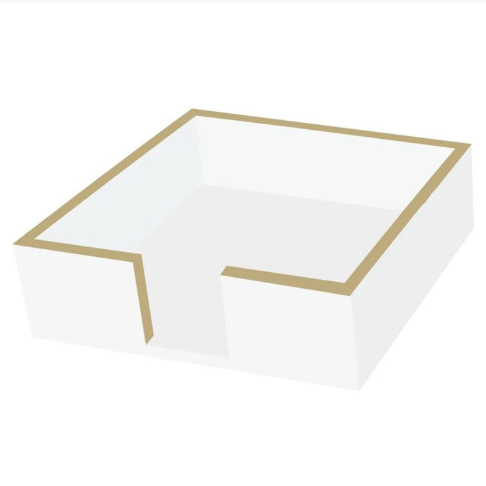 White and Gold Wood Cocktail Napkin Holder