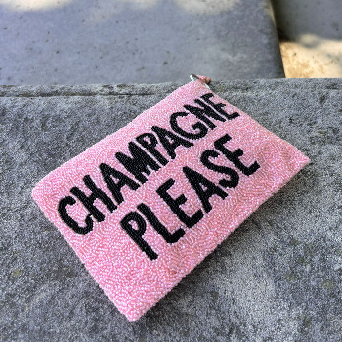 Champagne Please Zipper Pouch