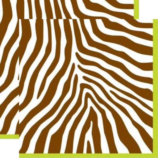 Zebra brown and lime paper napkins