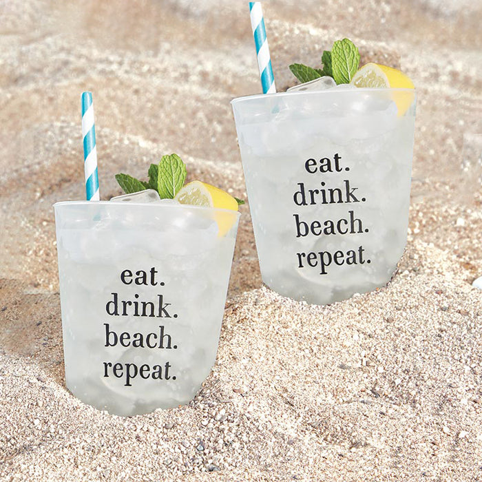 Eat. Drink. Beach. Repeat. Frosted Cups - Set of 8