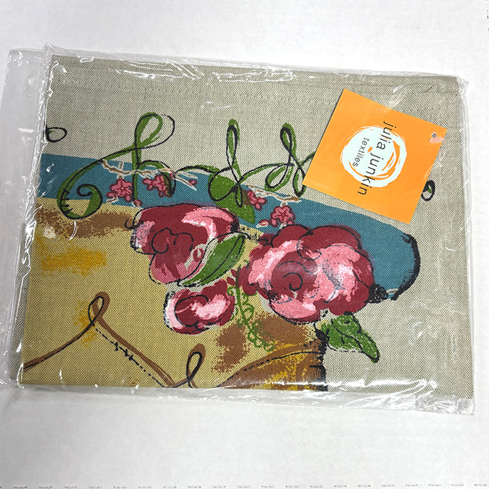 Floral design product in packaging with a visible brand tag on a white background