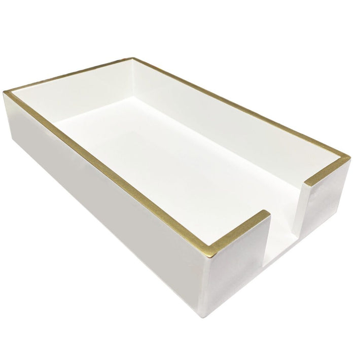 White and Gold Wood Guest Towel Holder