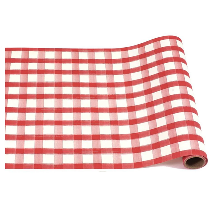 Italian Red and White Gingham 50 Foot Paper Runner