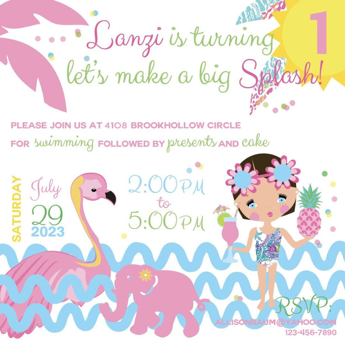 Palm Beach Swimsuit Toddler Invitation - File to Upload