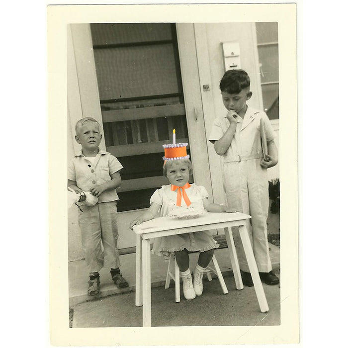 Girl with an Orange First Birthday Cake Hat