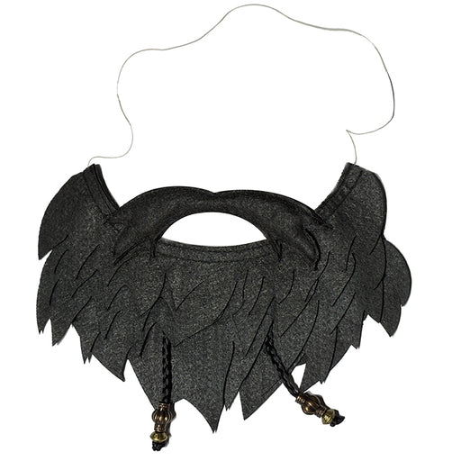 Black felt beard costume on a white background