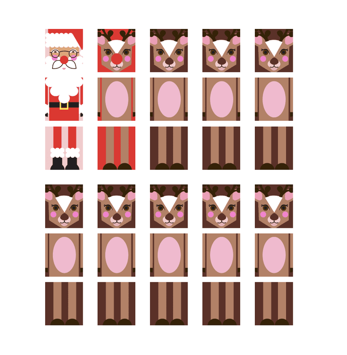 Santa and Reindeers Chocolate Wrappers - Jpeg File