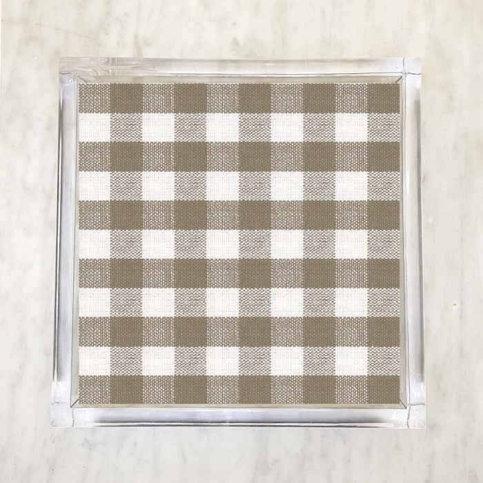 Taupe Grey Gingham Luncheon Napkins
