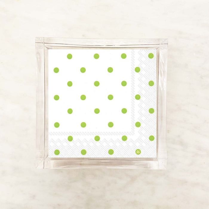 White and Lime Small Polka Dots Cocktail Napkins – 2 Packets