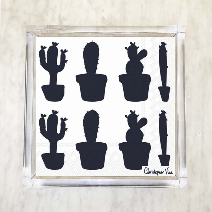 Black Cactus Garden Luncheon Napkins