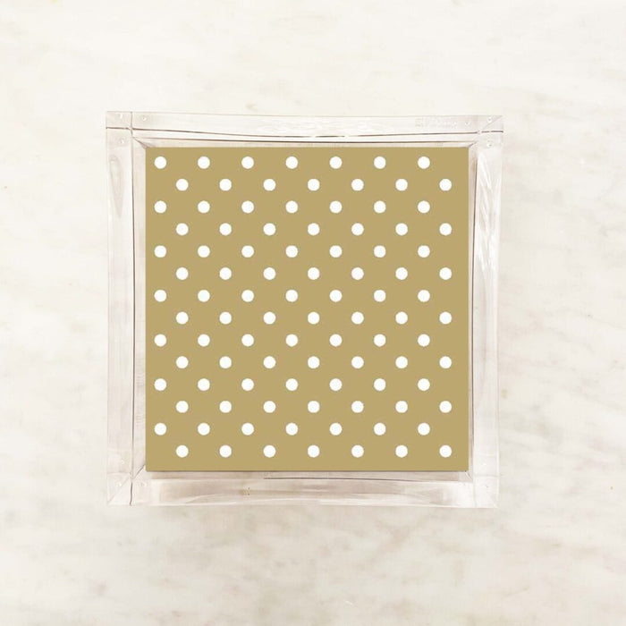 Metallic Gold and White Small Polka Dot Cocktail Napkins