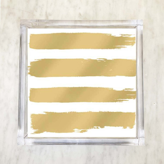 Gold Brush Stroke Stripe Luncheon Napkins