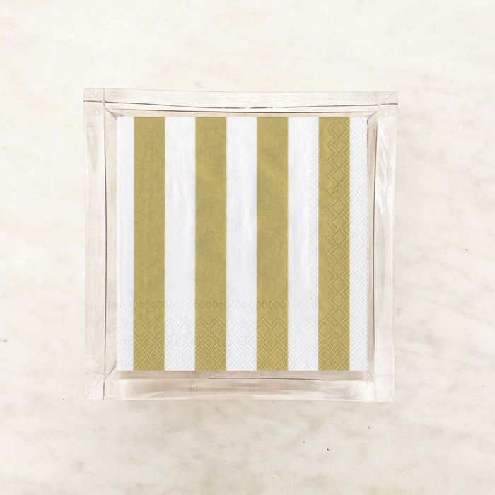 Gold and White Stripe Cocktail Paper Napkins