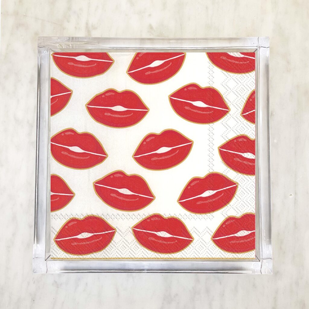 Red Lips Kiss Luncheon Napkins Packets Modern Lola