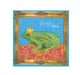 Kiss Me Frog Cocktail Napkin featuring a crowned frog design on a blue background