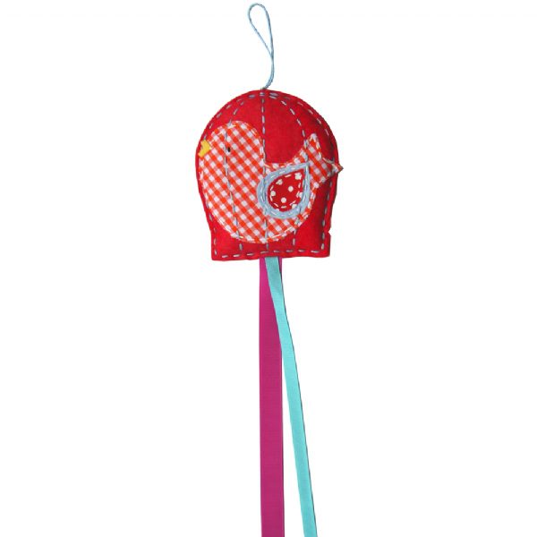 Red Bird Cage Felt Clips Holder