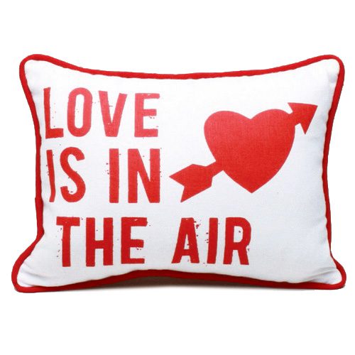 LOVE IS IN THE AIR Pillow in red and white – Romantic decorative accent