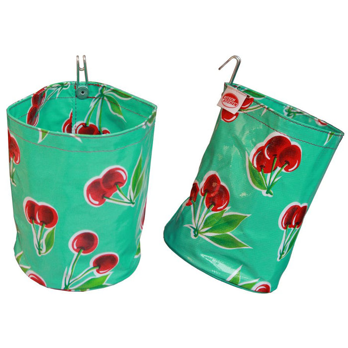 Teal Cherry Print Organizing Vinyl Pouch