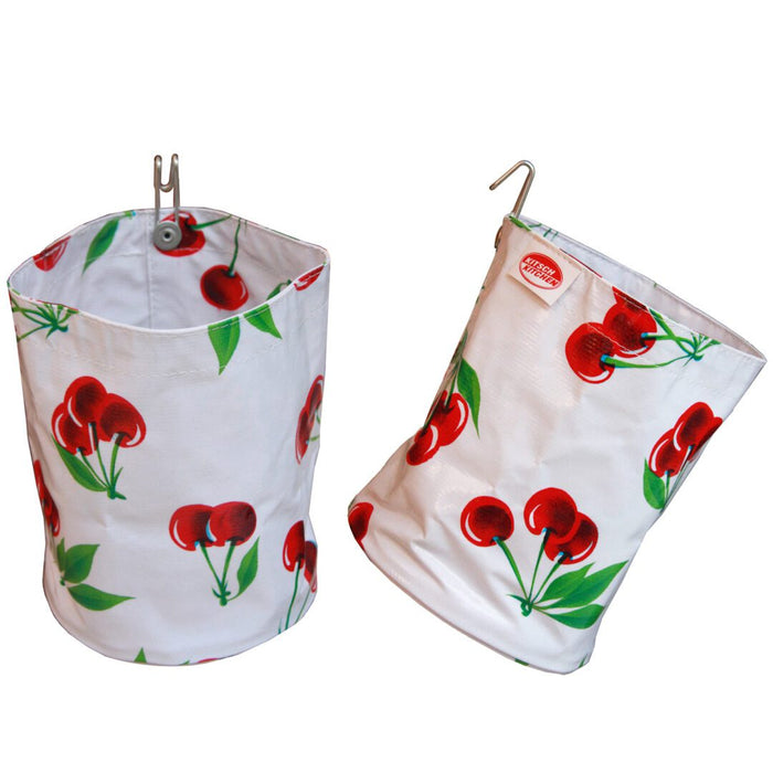 White Cherry Print Organizing Vinyl Pouch
