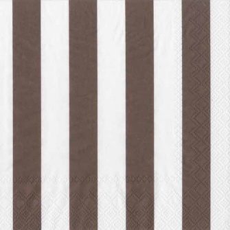 Wide Chocolate Brown and White Stripe Luncheon Napkins – 2 Packets