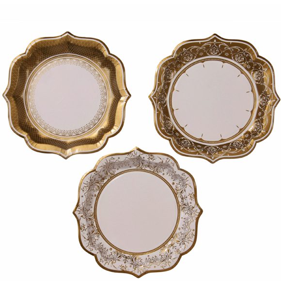 Faux Porcelain Gold Salad Paper Plates