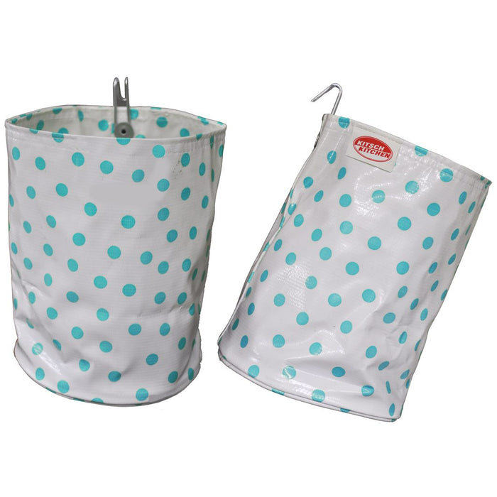White and Turquoise Polka Dot Print Organizing Vinyl Pouch