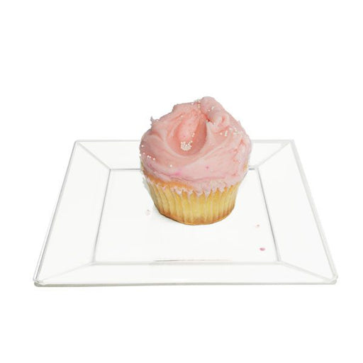 Clear Square Plastic Dessert Plates 6.5 inches