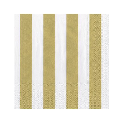 Gold and White Stripe Cocktail Paper Napkins – 2 Packets