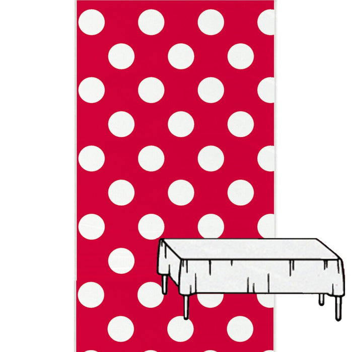 Red and White Polka Dot Plastic Table Cover
